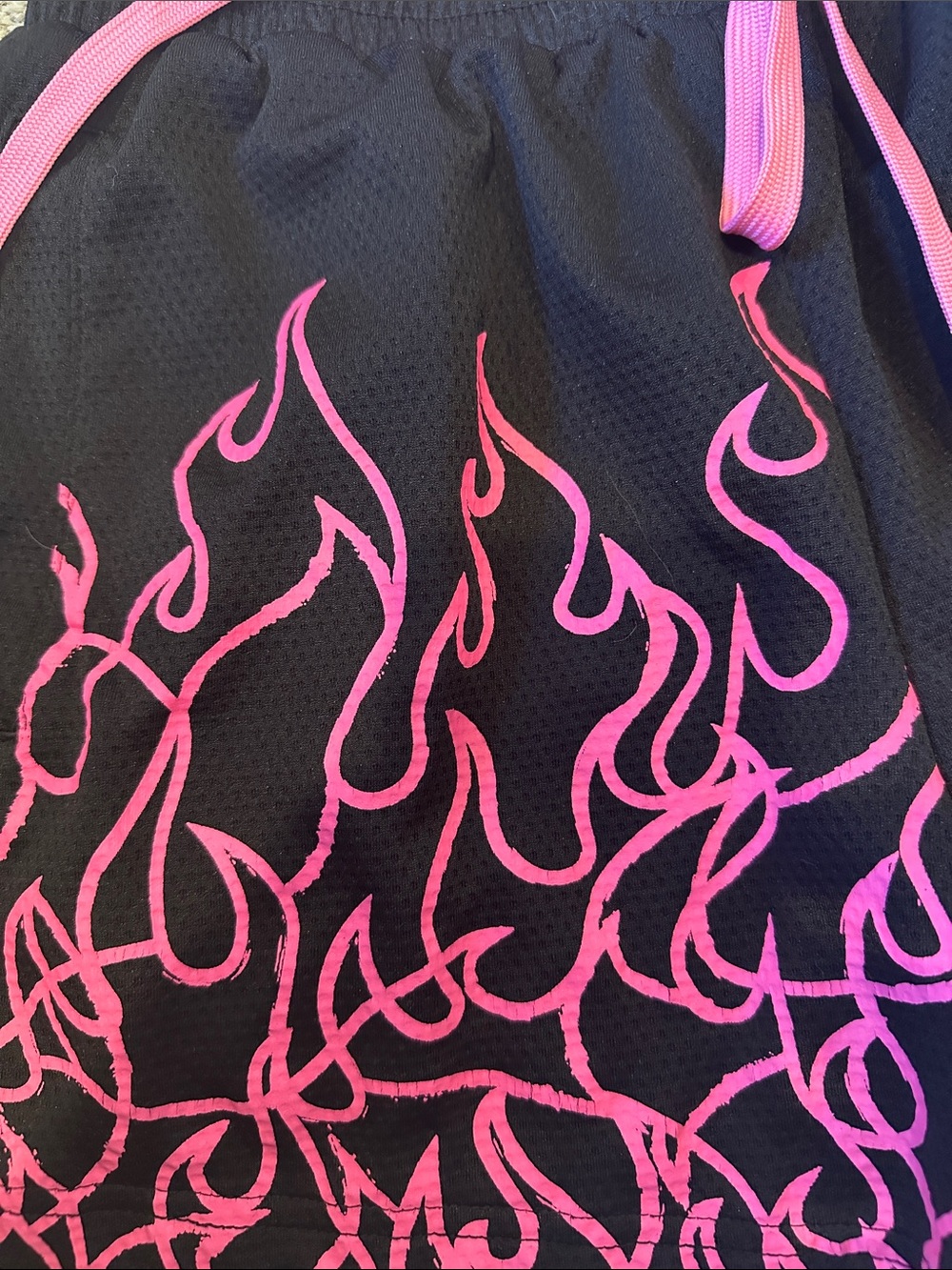Kill Crew Black + Pink Flame Print Muay Thai Short - Picture 6 of 7